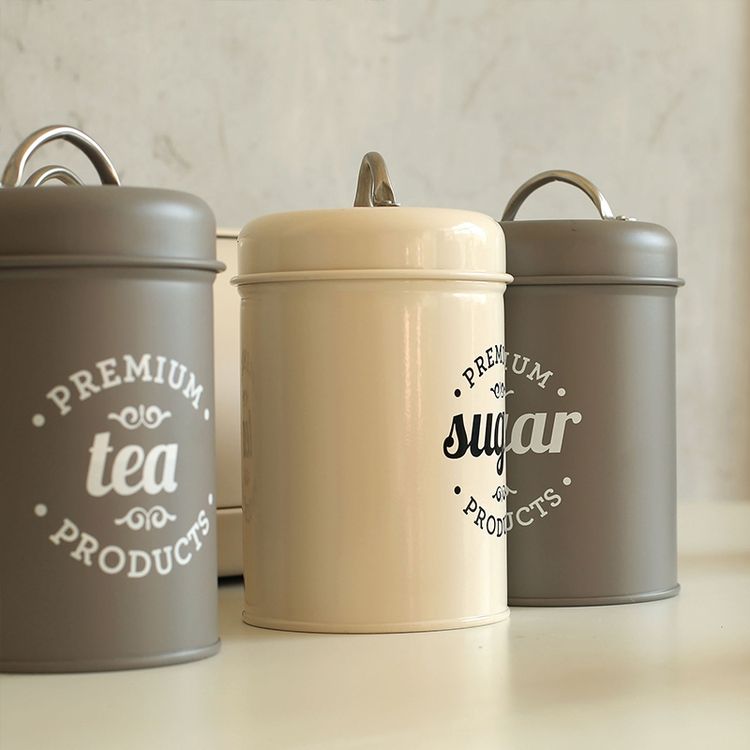 Bocaux de stockage hermétiques pour aliments ronds de qualité supérieure Coffret à biscuits en acier inoxydable Coffret à thé Sucre Récipient pour aliments avec couvercle