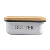 Gros Airtight Keeper Container Hêtre Bambou Couvercle Métal Suger Fromage Boîte De Rangement Beurrier