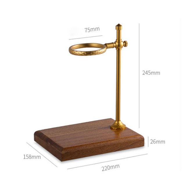Porte-gobelet inversé en alliage d'aluminium bronze rétro élégant avec base en bois tapis antidérapant porte-gobelet à filtre à café