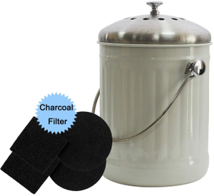 Composteur de 1,3 gal avec couvercle Bac à compost antirouille pour comptoir de cuisine en métal de zinc gauvinisé avec filtre à charbon