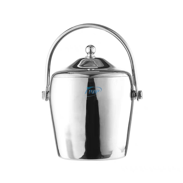 Seau à glace à Champagne isolé à Double paroi personnalisé pour Bar à Cocktail seau à glace à bière en acier inoxydable avec couvercle et pelle