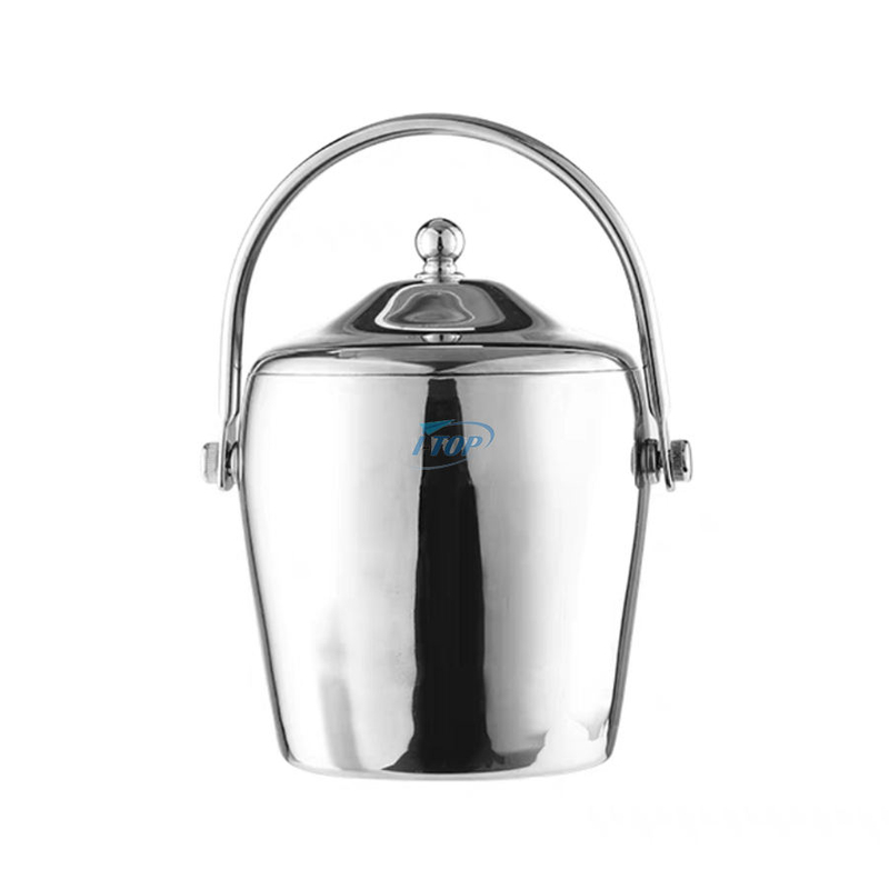 Seau à glace à Champagne isolé à Double paroi personnalisé pour Bar à Cocktail seau à glace à bière en acier inoxydable avec couvercle et pelle