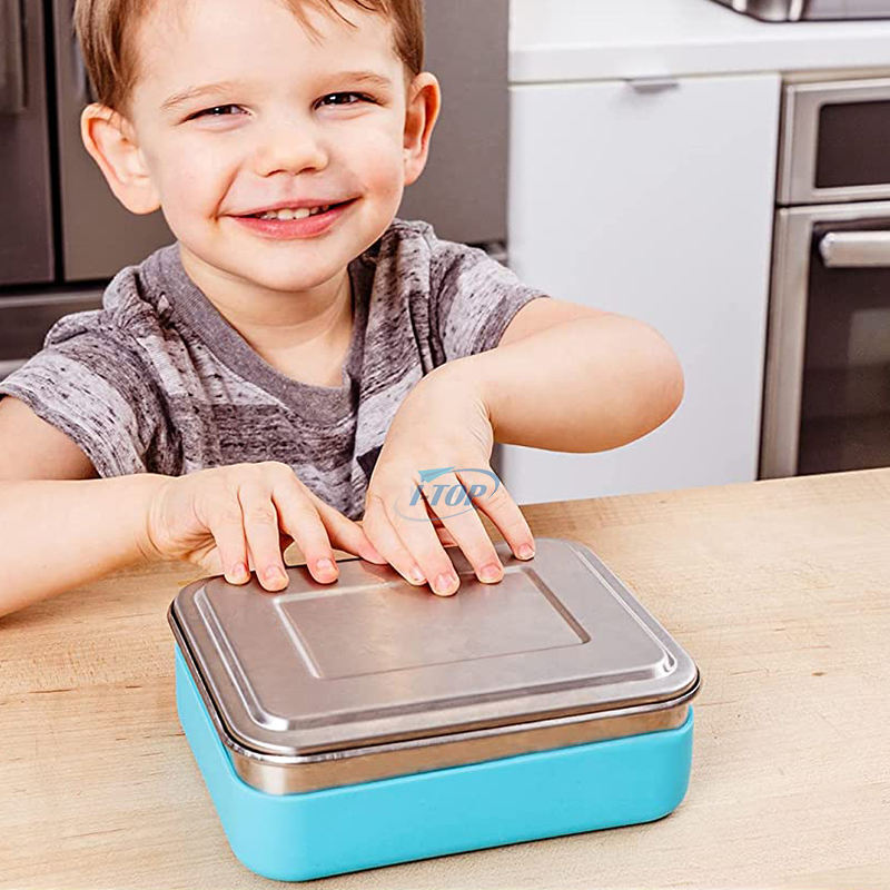 Nouvelle arrivée étanche 3 compartiments école enfants style bento conteneur de stockage des aliments boîte à lunch en acier inoxydable bento boîte à lunch pour