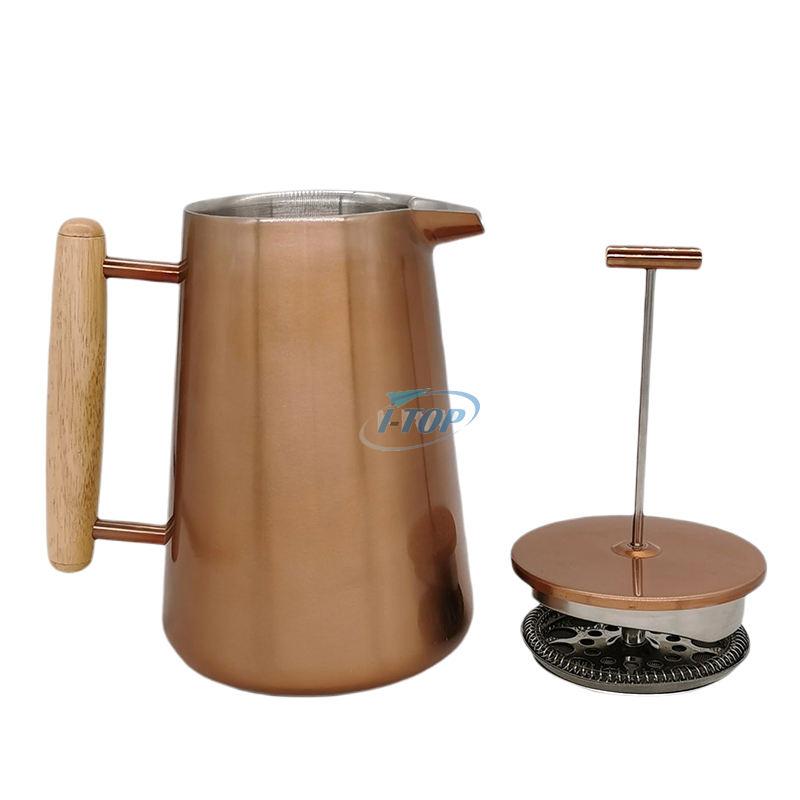 Cafetière à piston en acier inoxydable de qualité 304 34 oz (1 litre) avec système de filtration à 4 niveaux Presse à café à double paroi