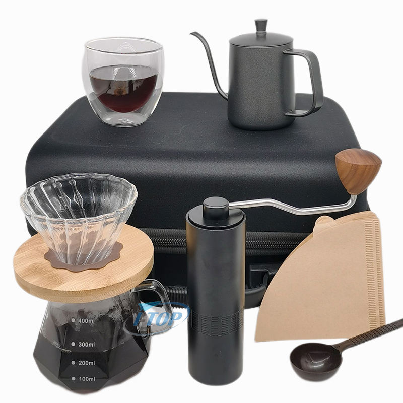 Offre spéciale verser sur ensemble V60 Kit de café Mini acier inoxydable Portable main grain de café manuel moulin à café en gros