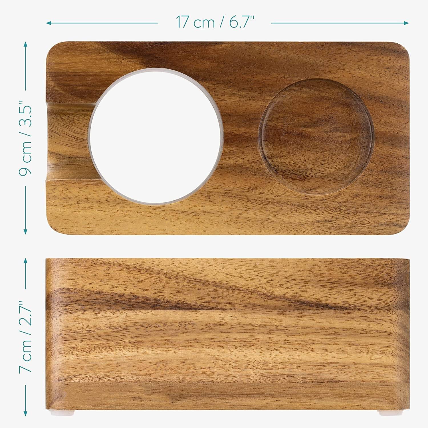 Station de bourrage de café en bois - Support de bourrage de 51 mm pour accessoires de machine à expresso - Support de porte-filtre en bois pour café
