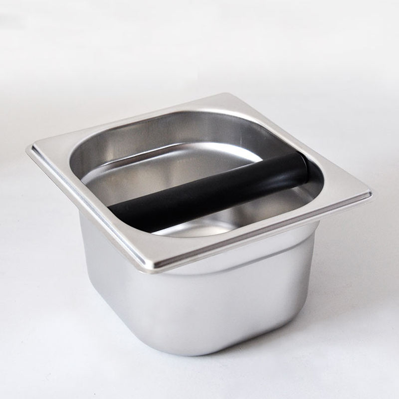 Ecocoffee Rectangulaire En Acier Inoxydable Espresso Mini Grind Conteneur Café Knock Box / Espresso Dump Bin Grind Waste Bin