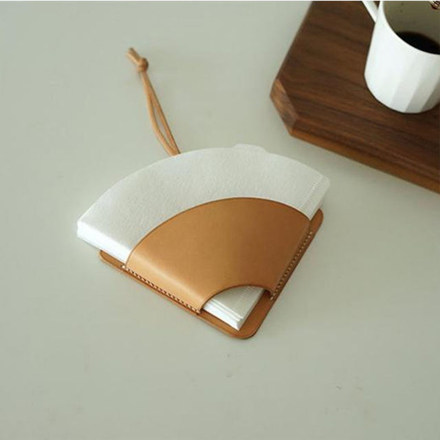 Logo personnalisé nouveauté porte-filtre à café en cuir véritable mignon