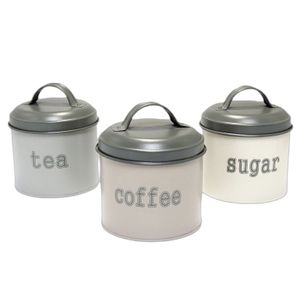 Ensembles de bidons de sucre de café de thé d'acier inoxydable de stockage de cuisine avec le couvercle