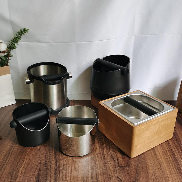 Barista noir café accessoires poubelle à café en acier inoxydable boîtes à frapper broyage expresso tiroir café boîte à frapper en bois