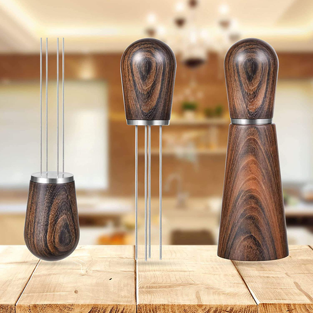 Outil expresso Outil de distribution de café Manche et base en bois naturel Agitateur expresso professionnel
