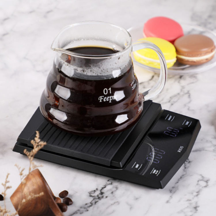 Ecocoffee Vendre comme des gâteaux chauds Balance de poche numérique Mode automatique Minuterie de café Balance électronique avec cuisine de temps