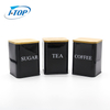 Récipient de stockage de nourriture de cuisine de récipient de sucre de café de thé en métal de haute qualité réglé avec le pot de couvercle en bois