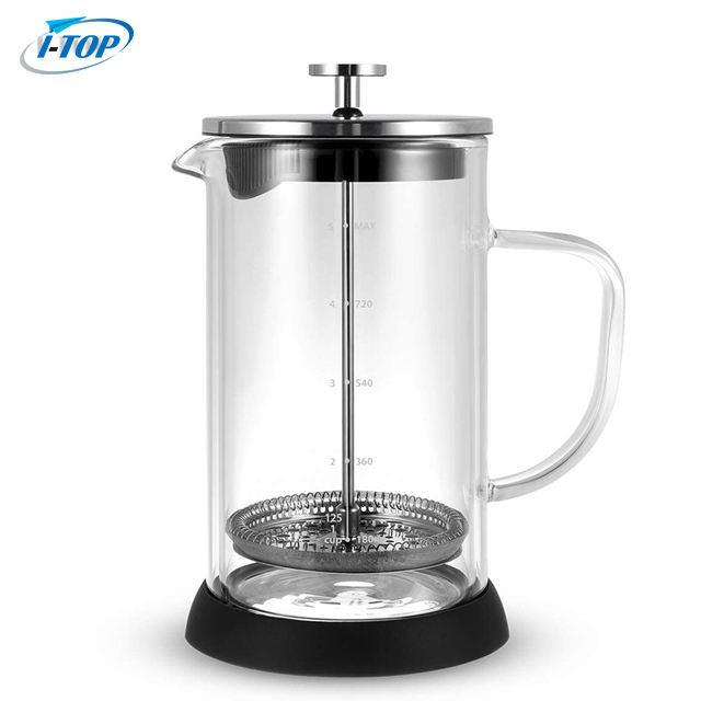 I-TOP GFP06 350ml 600ml 1000ml couvercle en bambou cafetière Prensa Francesa café de voyage presse française en acier inoxydable
