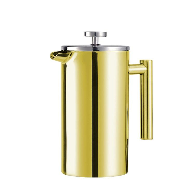 Gros Vide Double Paroi Manuel En Acier Inoxydable Filtre Maille Cafetière Presse Française Cafetière