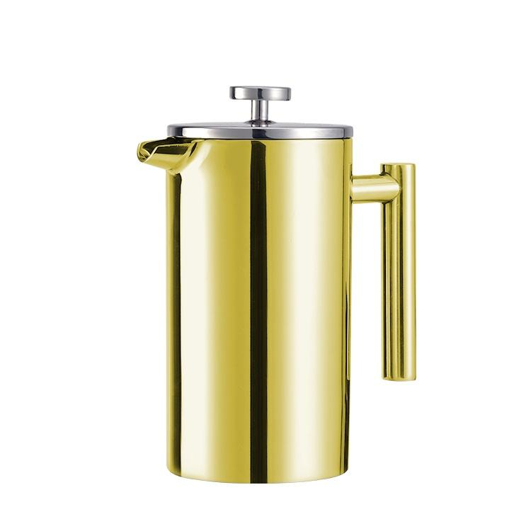 Gros Vide Double Paroi Manuel En Acier Inoxydable Filtre Maille Cafetière Presse Française Cafetière