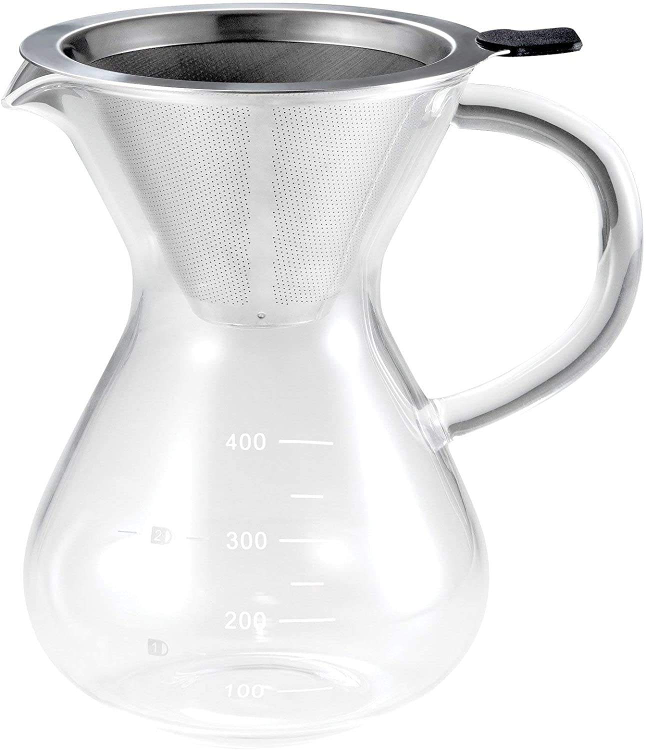 Filtre en acier inoxydable en verre borosilicaté de haute qualité versé sur le goutteur de café