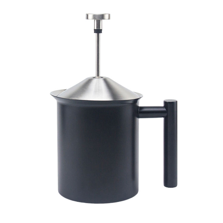 Café Cappuccino Latte Chocolat Double Filtre Écran 304 En Acier Inoxydable De Poche Manuel Mousseur À Lait Pichet