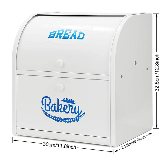 Boîte à pain la plus vendue support de grande capacité 2 niveaux en métal en acier inoxydable grandes boîtes de stockage des aliments conteneur pour pains