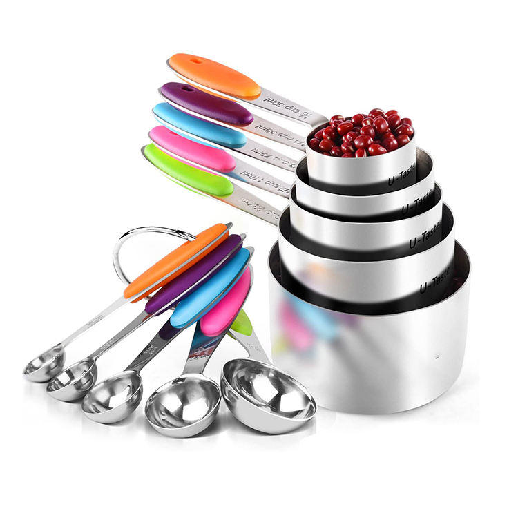 Vente en gros Cuisine Cuisson Cuisson Utilise Or Rose Robuste Miroir En Acier Inoxydable Poli Cuillères À Mesurer Et Tasses Ensemble 2 acheteur