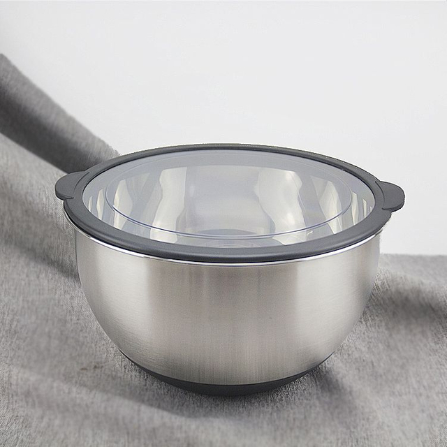 Bols mélangeurs en acier inoxydable 304 à base de silicone antidérapante polyvalente avec couvercles hermétiques lot de 3