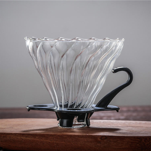 Hot Sell Coffee Dripper V60 Filtre à café en verre résistant à la chaleur pour Barista Coffee Brewing Cup 2-4Cups