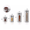Ensemble de 4 boîtes de rangement en acier inoxydable brossé argenté avec fenêtres en verre