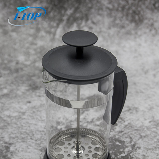 I-TOP GFP08 Cafetière en verre durable et résistante à la chaleur avec support et poignée en acier inoxydable