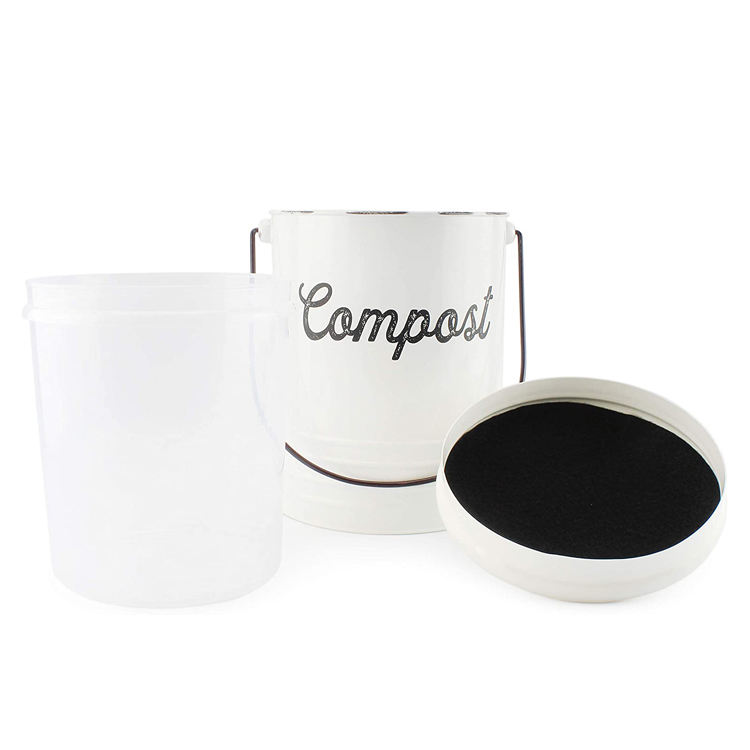 Composteur de 1,3 gallons pour comptoir de cuisine antirouille intérieur sans odeur filtres bac à compost avec couvercle