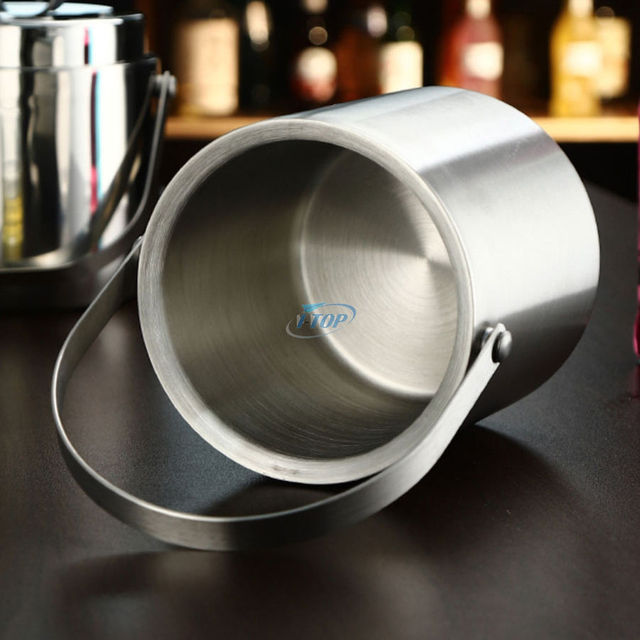 cadeau parfait Seau en métal argenté 4L Seau à vin Refroidisseur Seau à glace galvanisé avec double paroi
