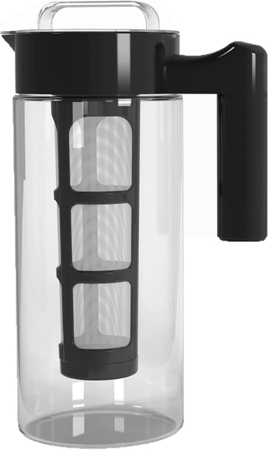 Écologique sans BPA en gros 1300ml borosilicate verre clair infusion froide cafetière glacée pichet avec infuseur amovible