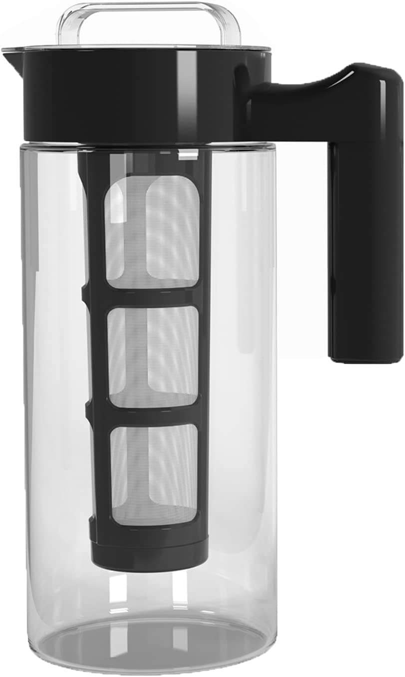Écologique sans BPA en gros 1300ml borosilicate verre clair infusion froide cafetière glacée pichet avec infuseur amovible