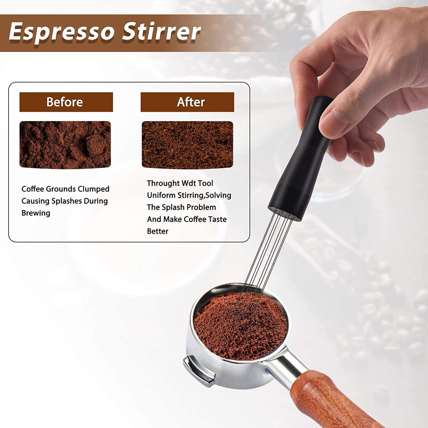 Espresso Tamper Café Distributeur Tamper Espresso Agitateur Bois Café Tamper Station Espresso Tamping Mat Compatible avec 58mm