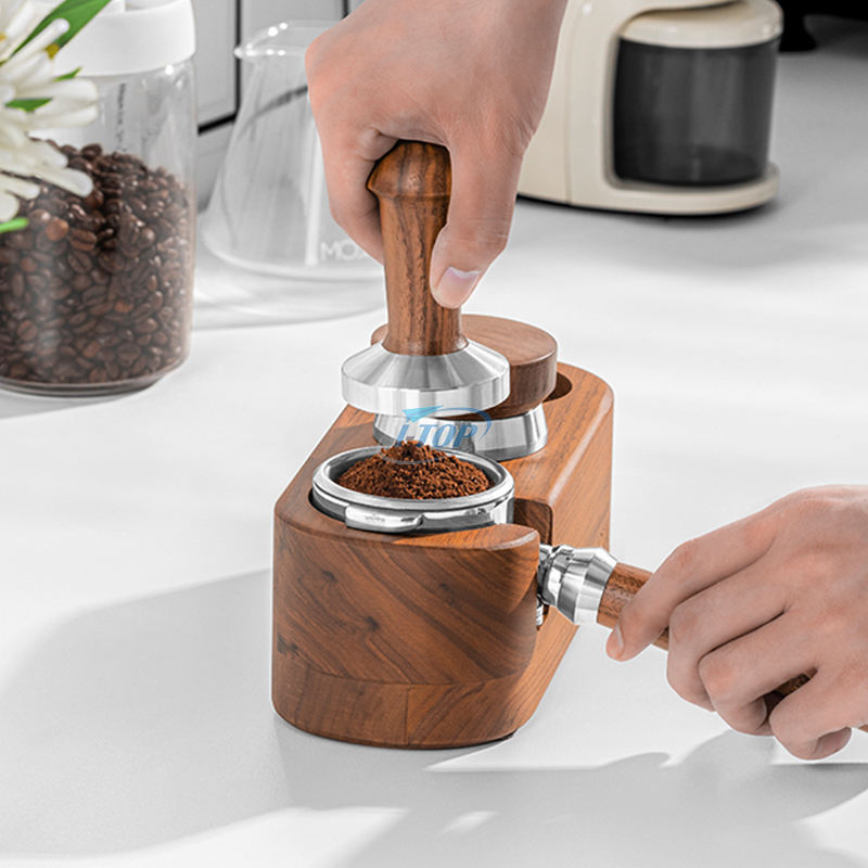 Ensemble de bourrage de café Poignée en bois Marteau de café Kit de bourrage et outil avec agitateur de café pour la distribution
