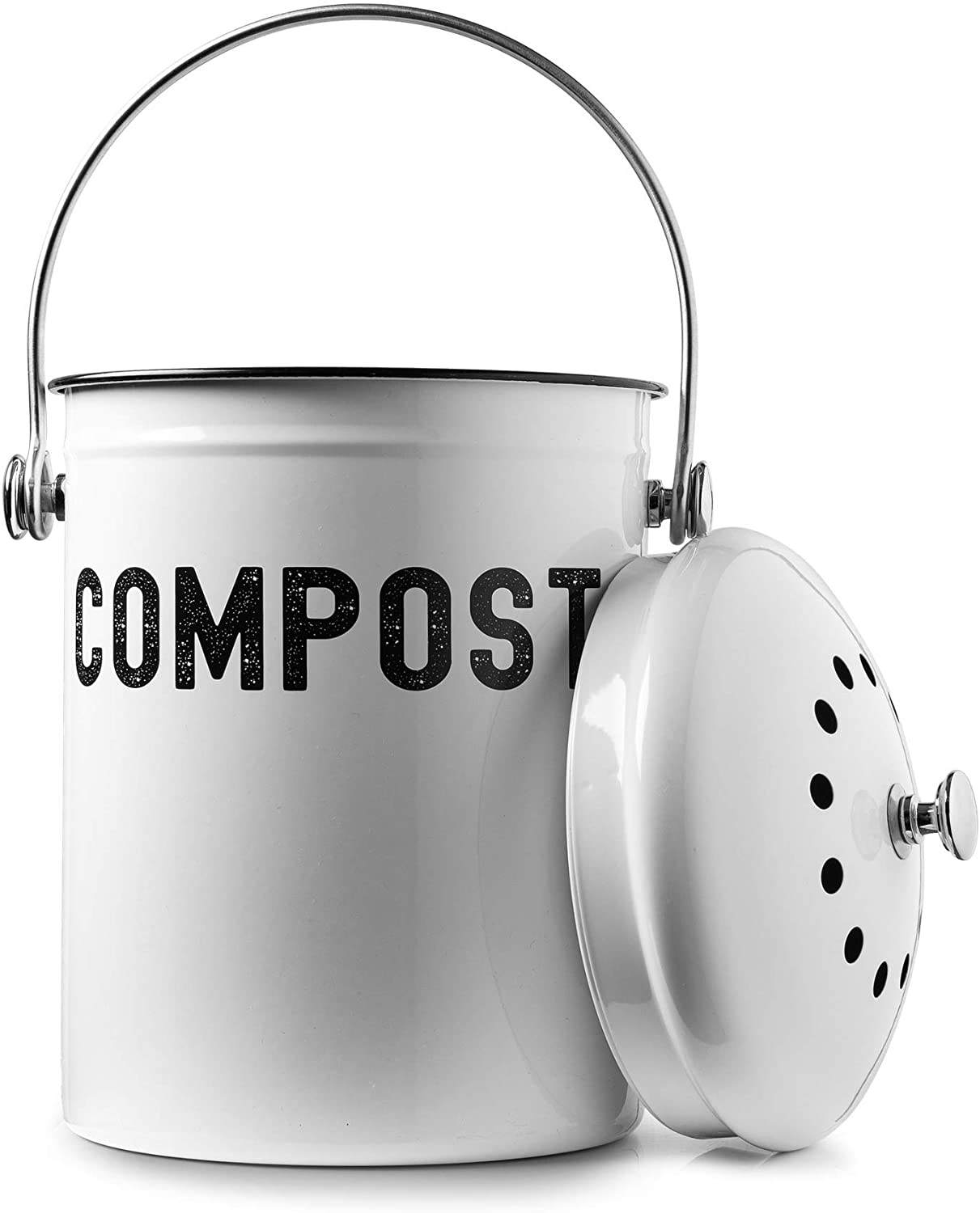 Comptoir de cuisine pour bac à compost 1,3 gallon pour cuisine d'intérieur Bac à compost en métal galvanisé avec couvercle scellé