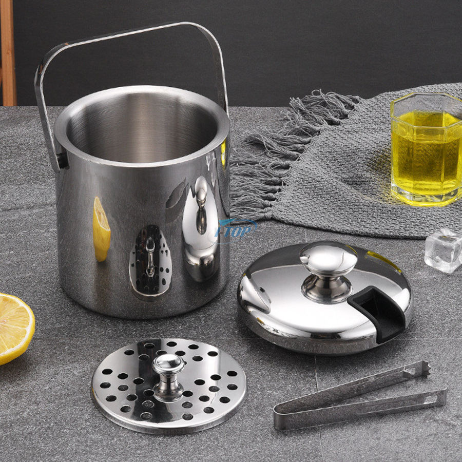 Logo personnalisé refroidisseur de boisson de fête isolé en acier inoxydable garder la glace congelée plus longtemps seau à glace pour bar à cocktails et fêtes