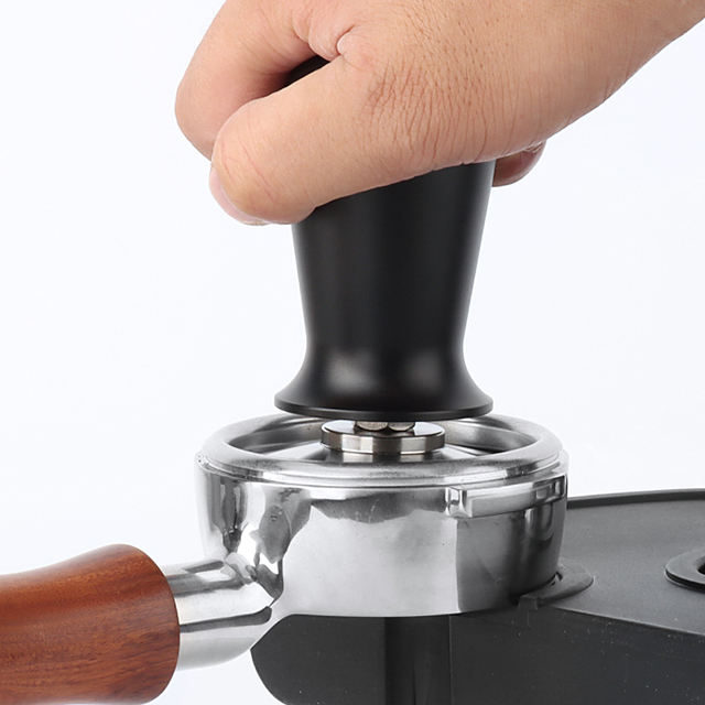 Espresso Tamper Barista Café Tamper avec ressort 100% Flat Inox Base Coffee Tamper