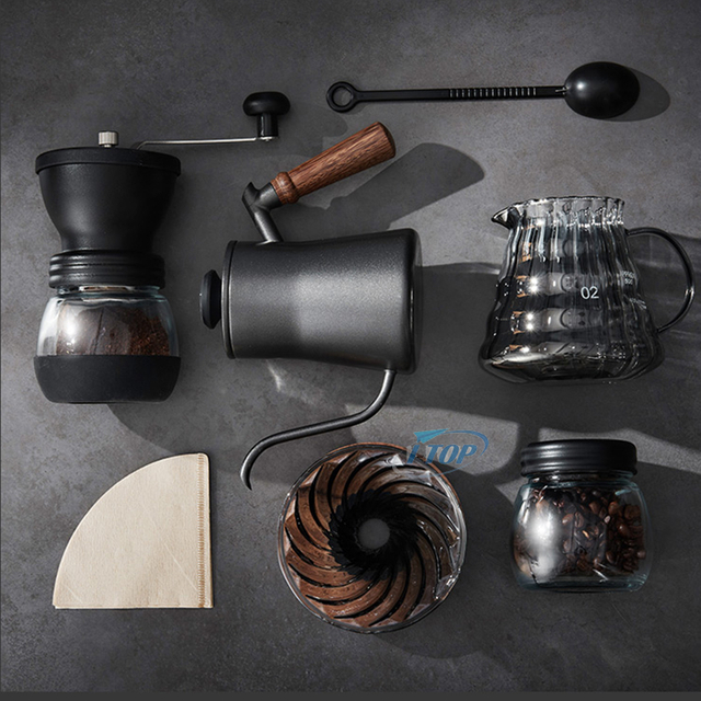 V60 extérieur moderne manuel goutte à goutte sac de voyage boîte cadeau emballage broyeur pot bouilloire verser sur cafetière ensemble