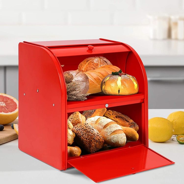 Boîte à pain en acier inoxydable la plus vendue pour les conteneurs de stockage de pain alimentaire de comptoir de cuisine
