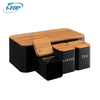 Boîte de rangement de pain grillé en acier inoxydable en métal Vertical extra large avec couvercle de planche à découper en bambou