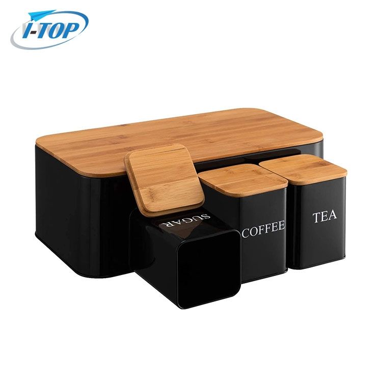Boîte de rangement de pain grillé en acier inoxydable en métal Vertical extra large avec couvercle de planche à découper en bambou