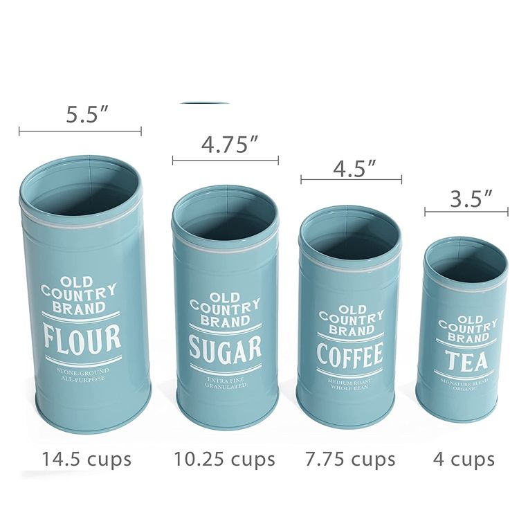 Récipients De Stockage De Cuisine Ensemble De Boîtes À Café Et À Thé En Sucre De 3 Pièces En Bleu Mat Pour Le Café À La Maison