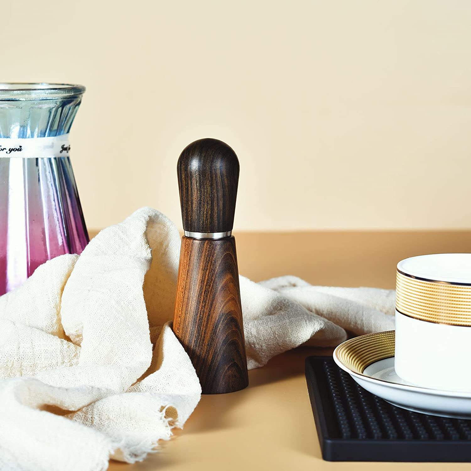 Outil expresso Outil de distribution de café Manche et base en bois naturel Agitateur expresso professionnel