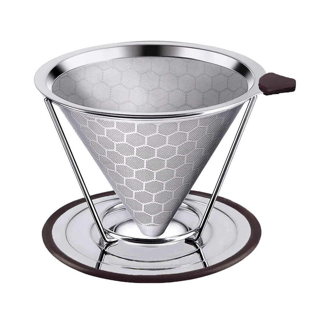 Filtre à café en acier inoxydable Filtre à entonnoir réutilisable Filtre à café goutte à goutte