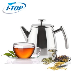 Théière à double paroi en acier inoxydable de 1,2 L garde le thé chaud pendant longtemps avec infuseur à thé.