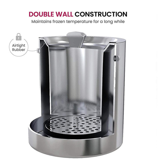Création usine directe personnalisée 2.5L Double paroi vin isolé refroidisseur en acier inoxydable métal Champagne seau à glace avec couvercle