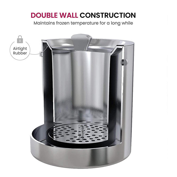 Création usine directe personnalisée 2.5L Double paroi vin isolé refroidisseur en acier inoxydable métal Champagne seau à glace avec couvercle