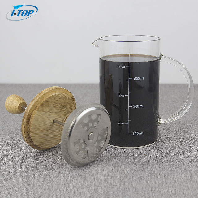 I-TOP GFP15 Haute Qualité Commerciale Goutte À Goutte En Acier Inoxydable Presse À Expresso Cafetière Résistant À La Chaleur Français Presse 350 ml Verre