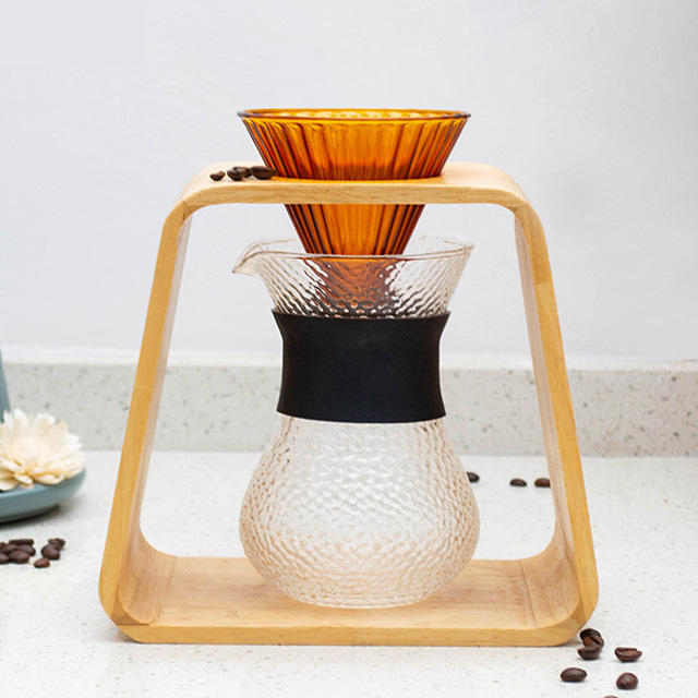 Goutteur de café en bois de bambou Double support Verser sur le support de café PourOver Porte-goutte