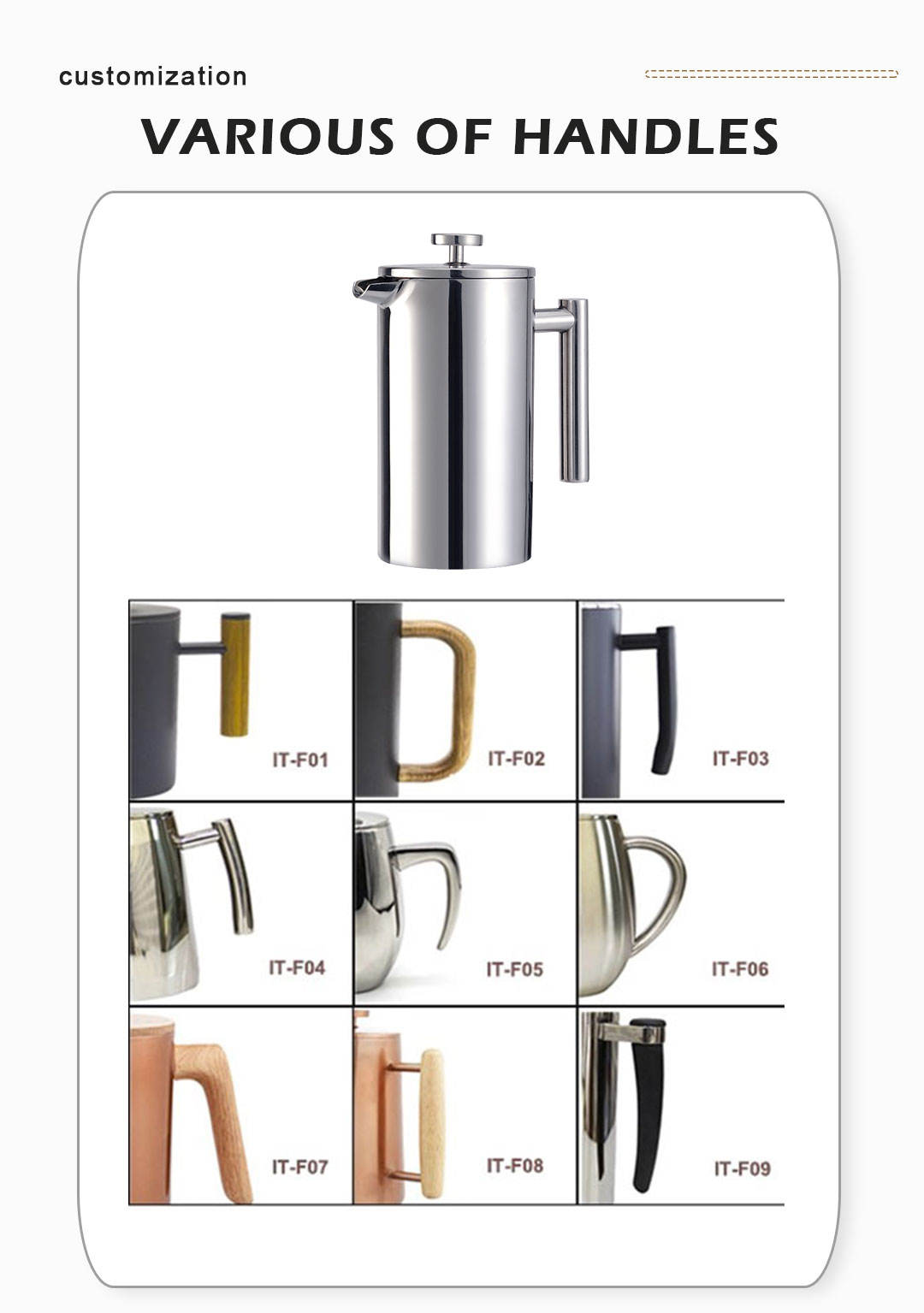Presse française ventre Style classique en acier inoxydable 34 oz isolé cafetière à Double paroi presse française avec Logo personnalisé bois